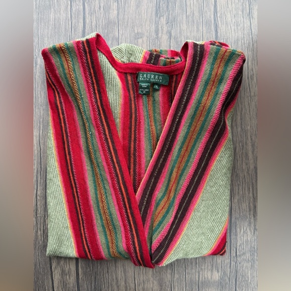 Lauren Ralph Lauren Multicolor Striped Linen Wrap Blouse Size L - Picture 9 of 9